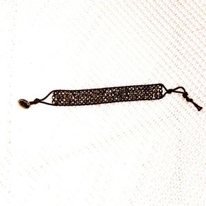 Leather and silver bead bracelet